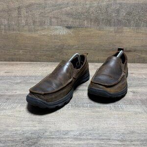 Skechers Superior Gains Brown Leather Memory Foam Loafers Men's Size 11